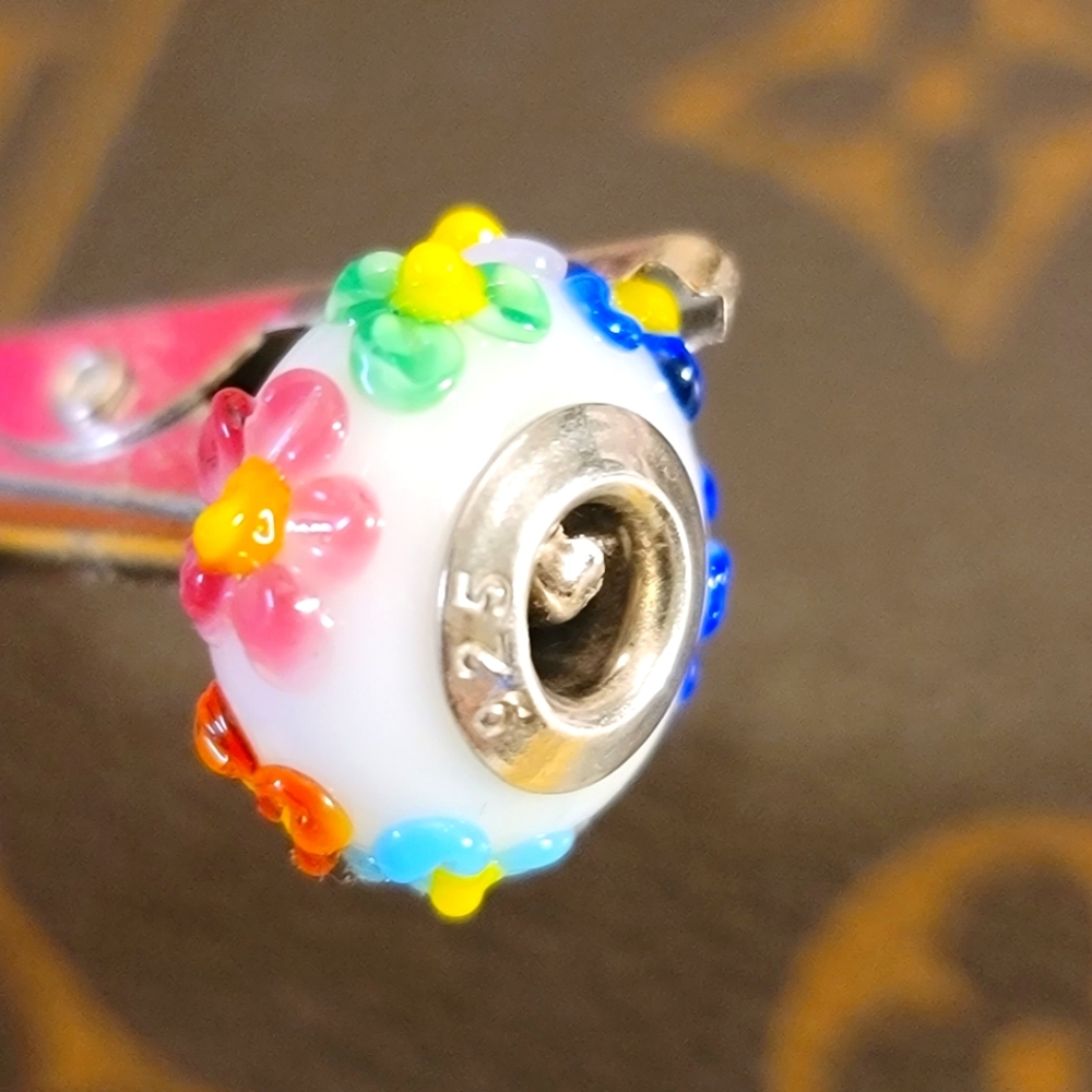 💐Glass 3D Lampwork Multi Color Flower Charm Bead For Pandora Types 925 stamped